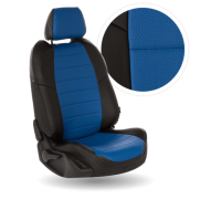 Чехлы из экокожи для Mazda 323 цвет чёрный-синий