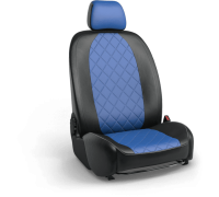 Авточехлы для Geely Emgrand X-7 в дизайне ромб чёрно-синий
